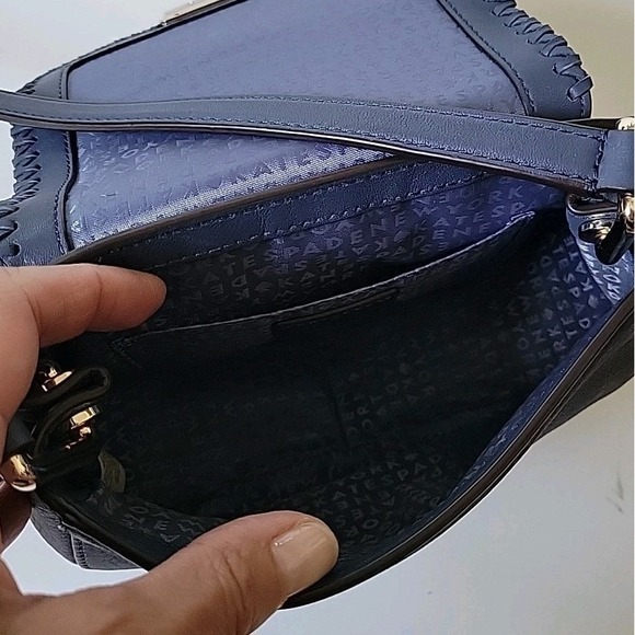 Kate Spade Adalise Crossbody Saddlebag Purple Pebbled Leather Chic Elevated - Picture 7 of 15